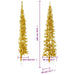 6FT Slim Half Artificial Christmas Tree — Gold, 246 Tips, Space - Saving Wall Design, Steel Stand - Monsta Online