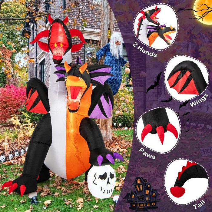 8ft Inflatable Twin - Headed Dragon with LED Lights - Monsta Online