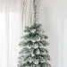 8FT Snow Flocked Pencil Artificial Christmas Tree — 603 Tips, Unlit, Slim Space - Saving, Metal Base - Monsta Online