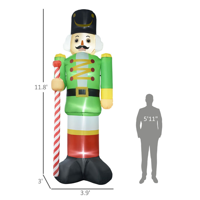12FT Prelit Inflatable Green Nutcracker Soldier with LED Lights - Outdoor Christmas Decoration - Monsta Online