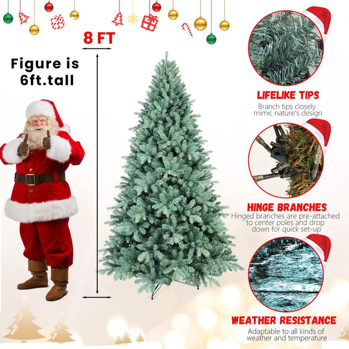 8FT Blue - Green Artificial Christmas Tree — 2458 Tips, PE+PVC, Full Shape, Hinged, Metal Stand - Monsta Online