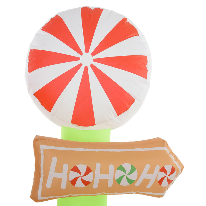 6FT Prelit Inflatable Gingerbread Man with Signpost and LED Lights - Outdoor Christmas Decoration - Monsta Online