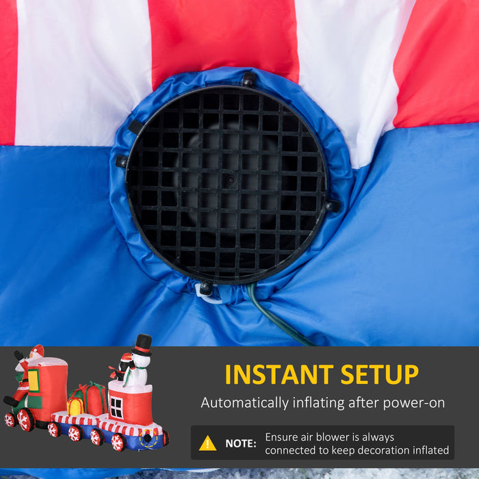 8FT Prelit Inflatable Christmas Train with Santa, Snowman & Penguin with LED Lights - Outdoor Decoration - Monsta Online