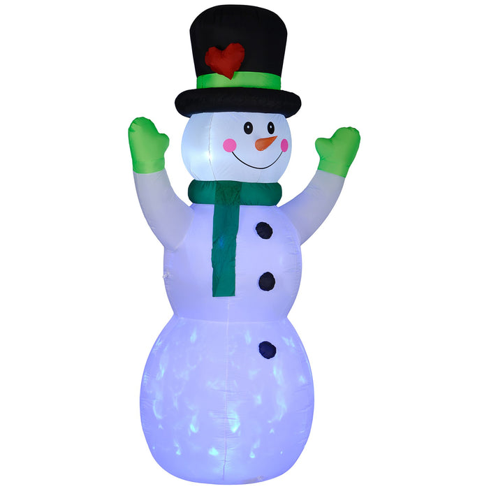 10FT Prelit Inflatable Cheerful Snowman with Black Hat and Rotating LED Lights - Outdoor Christmas Decoration - Monsta Online