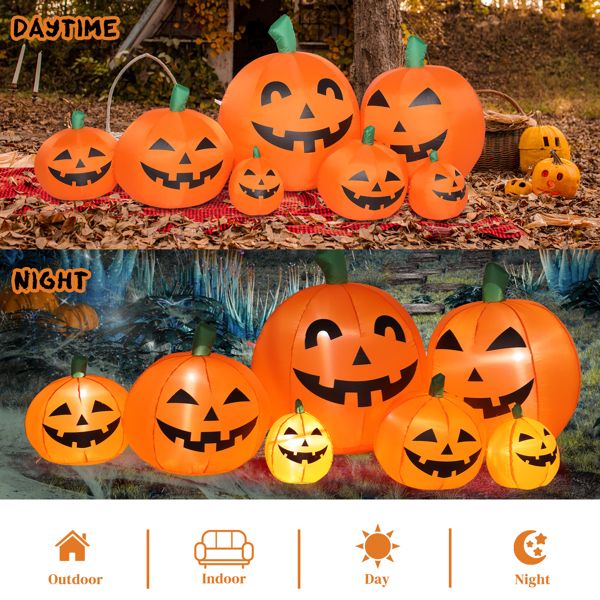 7FT Pumpkin Inflatable Halloween Decoration with 7pcs LED String Lights - Monsta Online