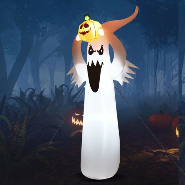 6FT Halloween Inflatable Ghost Holding Pumpkin with LED Lights - Monsta Online