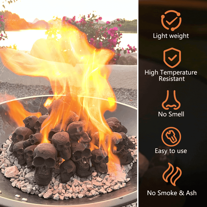 Halloween Ceramic Skull Fire Pit Decoration – 7pcs Reusable for Fireplace and Bonfire - Monsta Online