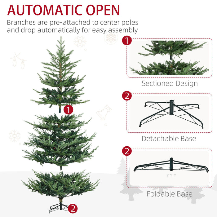 7.5FT Pencil Artificial Christmas Tree — 1218 Tips, Unlit, Auto - Open Nordic Pine, Realistic Branches, Steel Base - Monsta Online