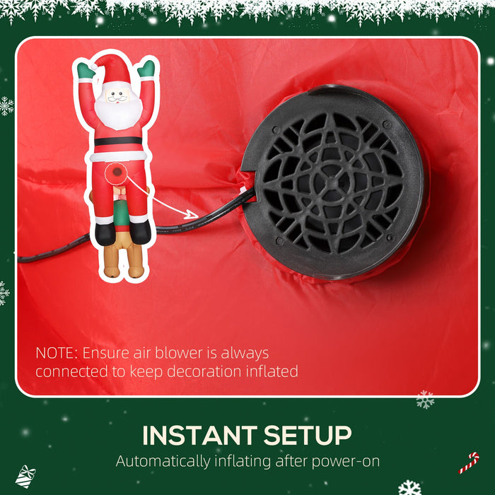 7FT Prelit Hanging Inflatable Santa with Playful Dog and LED Lights - Outdoor Christmas Decoration - Monsta Online