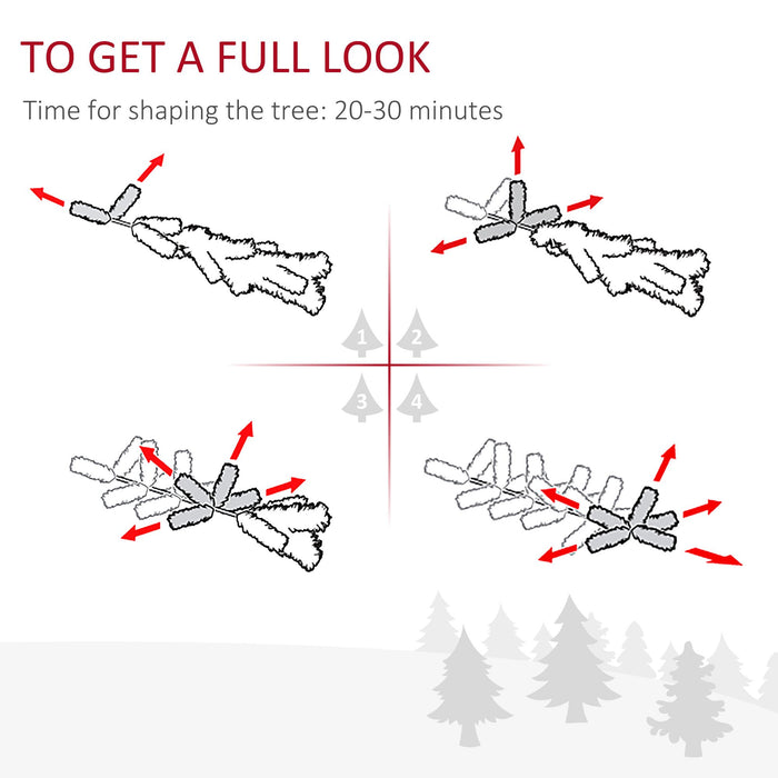 6FT Snow - Dipped Pre - Lit Artificial Christmas Tree — 300 Warm White LEDs, 618 Tips, Pine Cones, Berries - Monsta Online