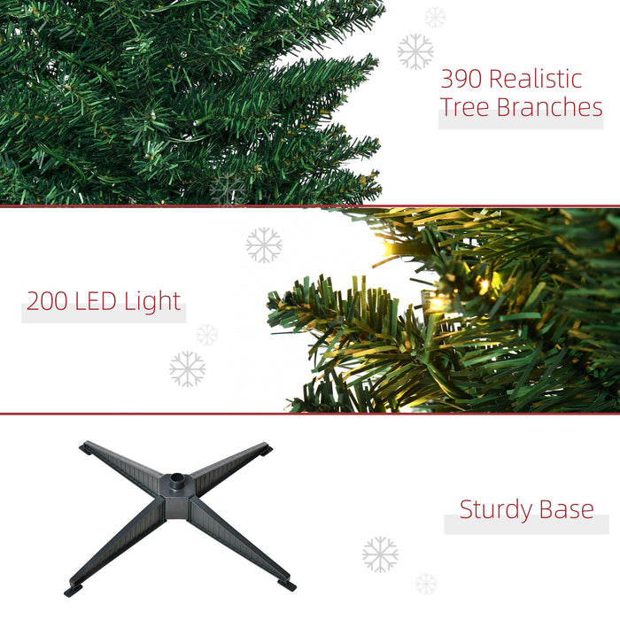 6FT Noble Fir Pencil Pre - Lit Artificial Christmas Tree — 200 Warm White LEDs, 390 Tips, Slim Space - Saving - Monsta Online