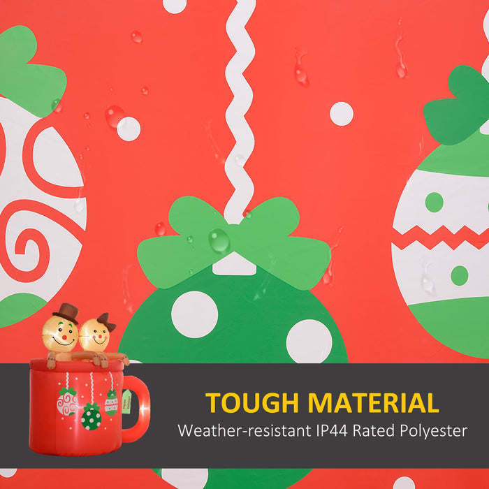 6FT Prelit Inflatable Gingerbread Couple in Hot Cocoa Mug with LED Lights - Outdoor Christmas Decoration - Monsta Online