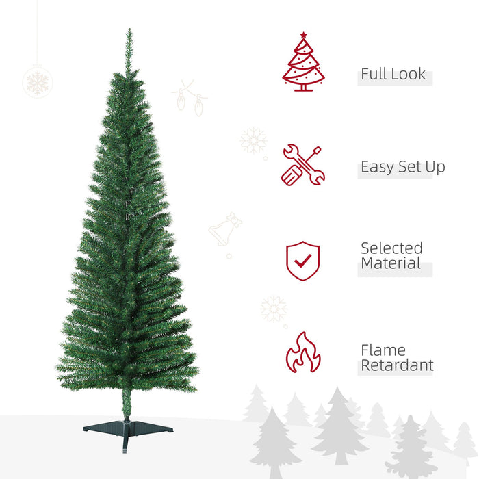 5FT Pencil Artificial Christmas Tree — 294 Tips, Unlit, Slim Space - Saving, Realistic, Plastic Base - Monsta Online
