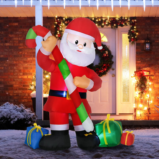 6FT Prelit Inflatable Santa Claus with Candy Cane & Gift Boxes and LED Lights - Outdoor Christmas Decoration - Monsta Online