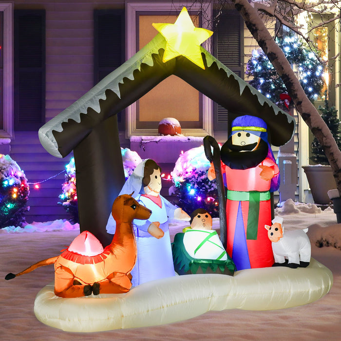 6FT Prelit Inflatable Nativity Scene with LED Lights - Outdoor Christmas Decoration - Monsta Online