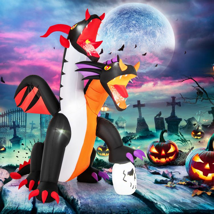 8ft Inflatable Twin - Headed Dragon with LED Lights - Monsta Online