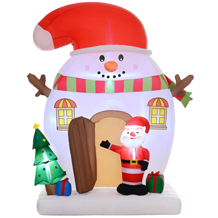 7.5FT Prelit Inflatable Santa's Snowman House with Christmas Tree & Gifts and LED Lights - Outdoor Christmas Decoration - Monsta Online