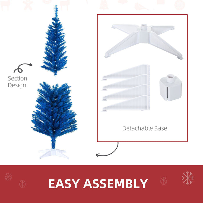 5FT Blue Pencil Artificial Christmas Tree — 294 Tips, Unlit, Slim Space - Saving, Plastic Stand - Monsta Online