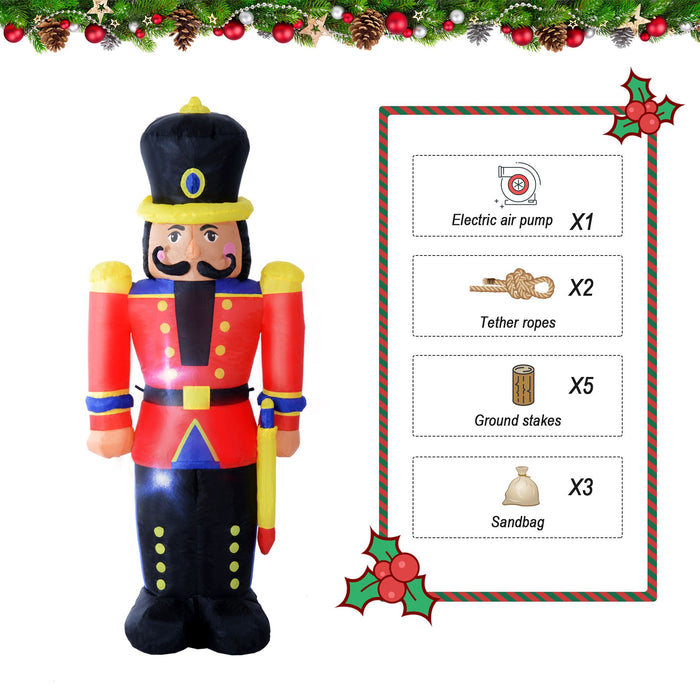 6FT Prelit Inflatable Nutcracker Toy Soldier with LED Lights - Outdoor Christmas Decoration - Monsta Online