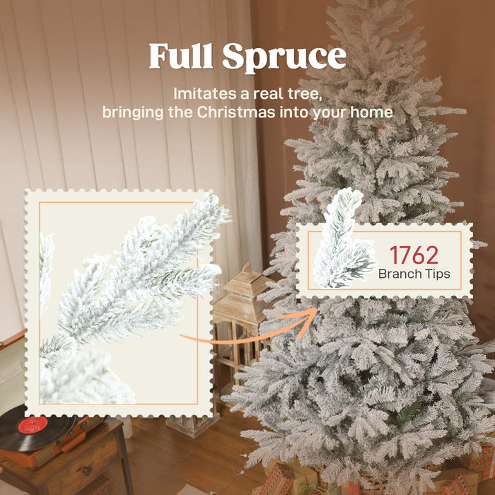 7.5FT Frosted Artificial Christmas Tree — 1762 Tips, Snow - Flocked, Hinged, Wide Full Spruce - Monsta Online