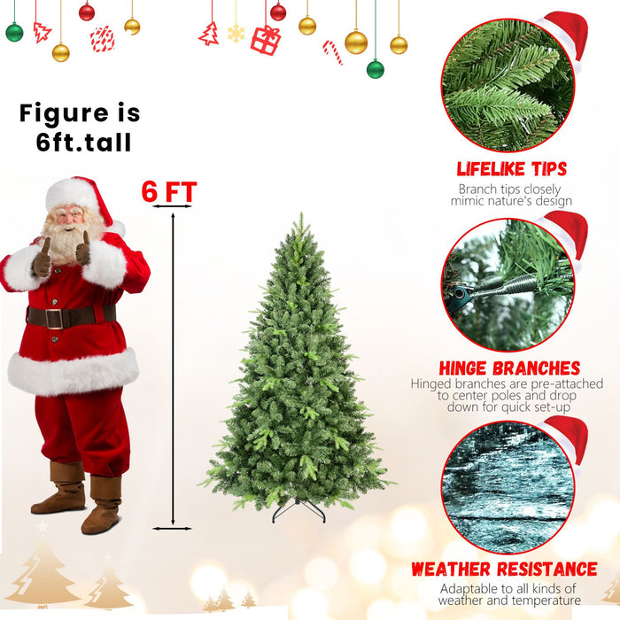 6FT Artificial Christmas Tree — 1339 Tips, PE+PVC, Full Shape, Hinged, Metal Stand - Monsta Online