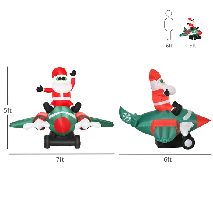 7.3FT LED Santa Flying Airplane Christmas Inflatable Outdoor Decoration - Monsta Online