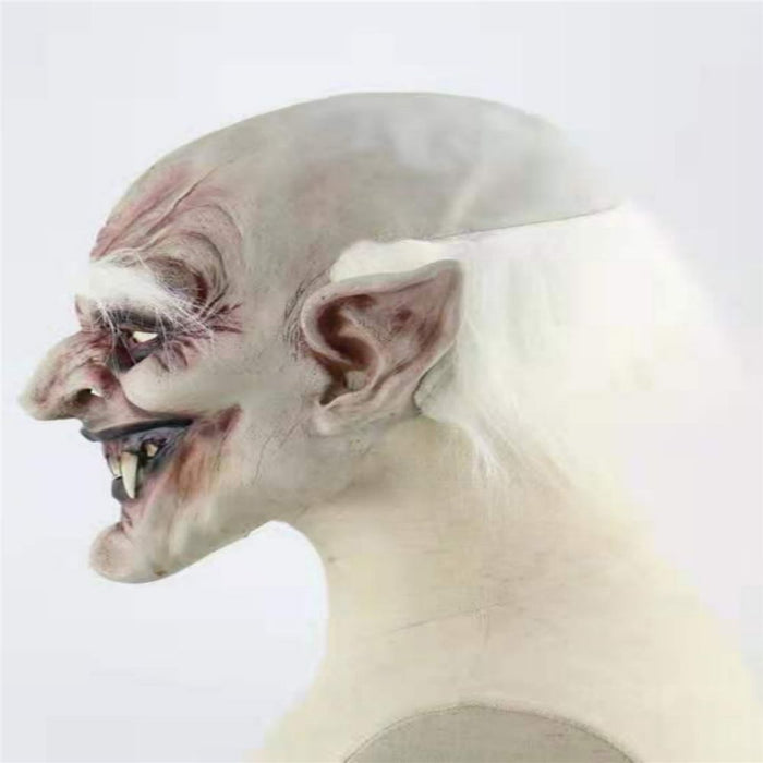 Halloween Evil Demon Elf Mask – Scary White - Eyed Latex Horror Costume, Cosplay - Monsta Online