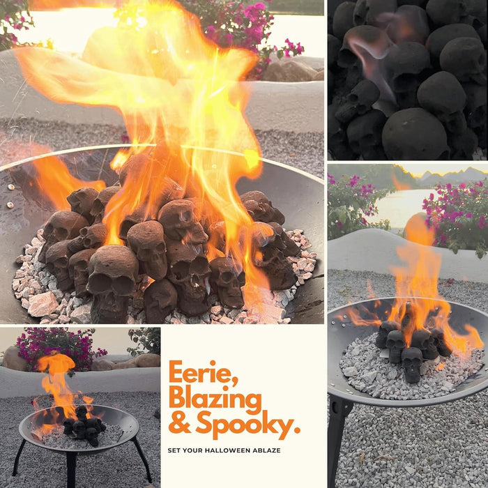 Halloween Ceramic Skull Fire Pit Decoration – 7pcs Reusable for Fireplace and Bonfire - Monsta Online