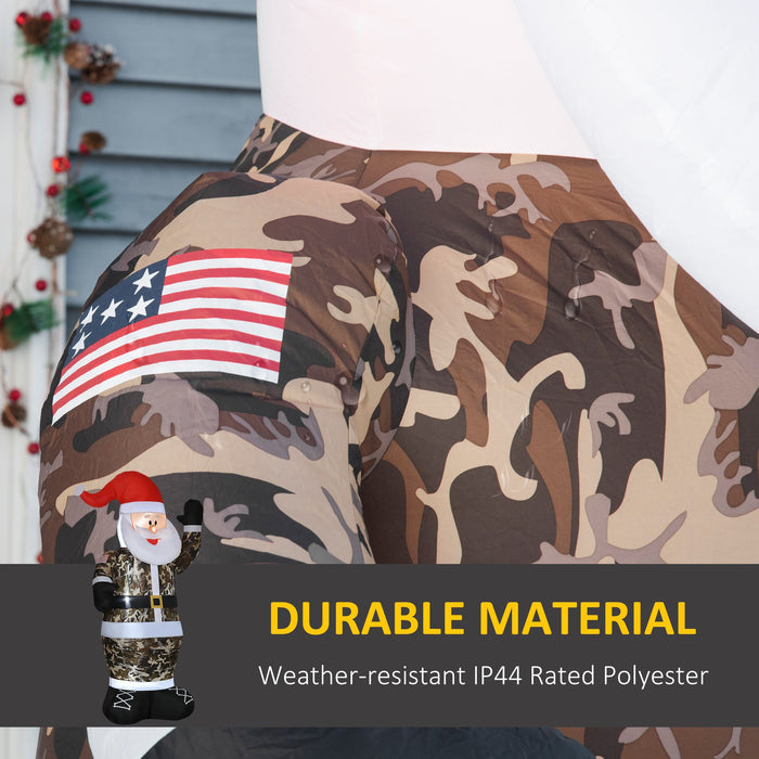 8FT Prelit Inflatable Santa Claus in Camouflage with LED Lights - Outdoor Christmas Decoration - Monsta Online