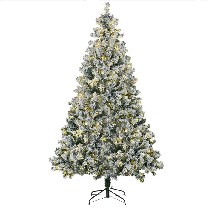 7.5FT Snow Flocked Pre - Lit Artificial Christmas Tree — 550 Dual - Color LEDs, 7 Modes, 1149 Tips, Auto - Open - Monsta Online
