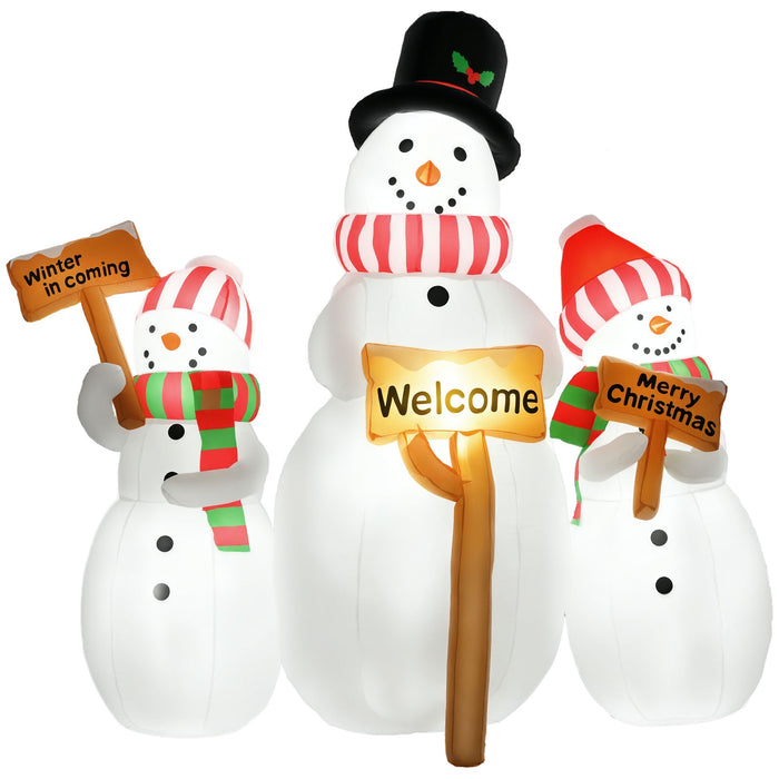 6.1FT Prelit Inflatable Three Snowmen with Signs and LED Lights - Outdoor Christmas Decoration - Monsta Online