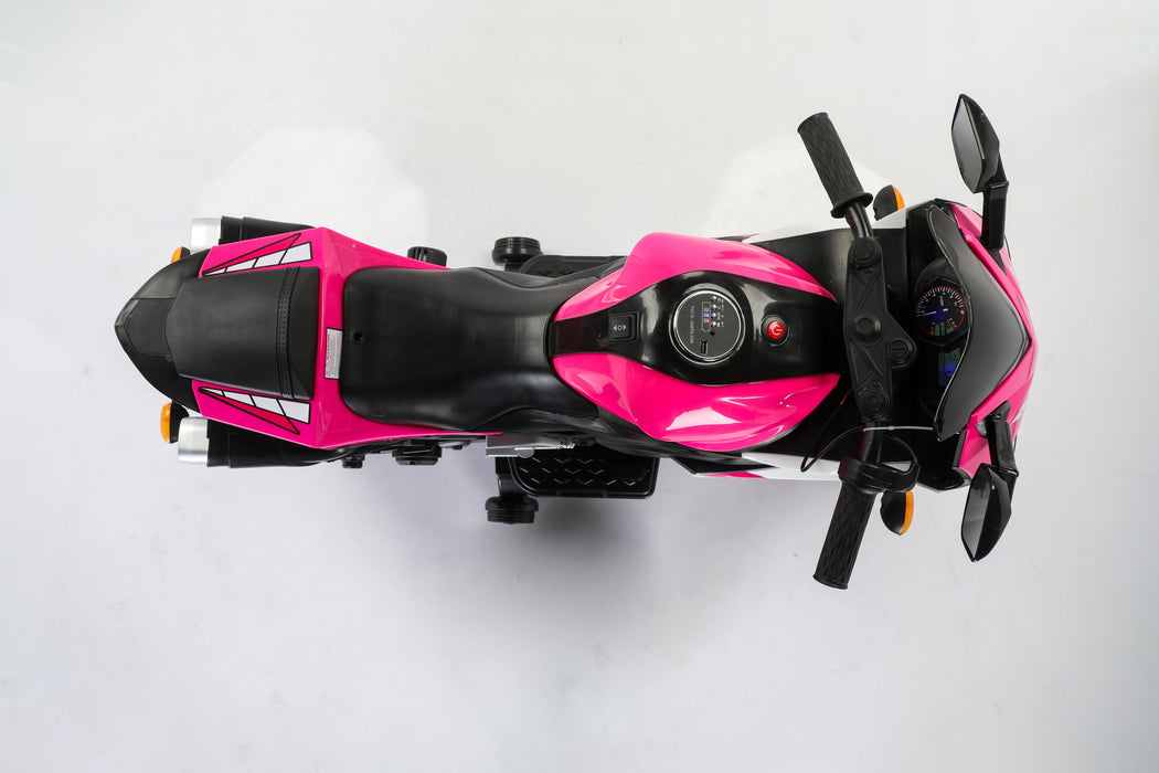 12V Electric Ride - On Pink Motorcycle with Throttle and Lighted Training Wheels - Monsta Online