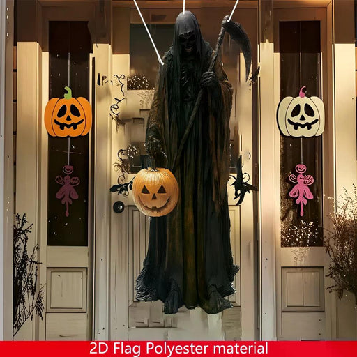 3.2ft Halloween Hanging Evil Pumpkin Man Prop – 2D Horror Background for Indoor and Outdoor Décor - Monsta Online
