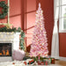 6FT Pink Pre - Lit Artificial Christmas Tree — 250 Warm White LEDs, 500 Tips, Snow Flocked, Auto - Open - Monsta Online