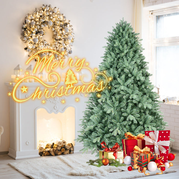 7FT Blue - Green Artificial Christmas Tree — 2518 Tips, PE+PVC, Full Shape, Hinged, Metal Stand - Monsta Online