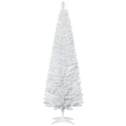 6FT White Pencil Artificial Christmas Tree — 390 Tips, Unlit, Slim Full Appearance, Plastic Base - Monsta Online