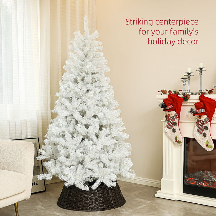 6FT White Artificial Christmas Tree — 1000 Tips, Unlit, Auto - Open Hinged, Wide Full Shape, Steel Base - Monsta Online