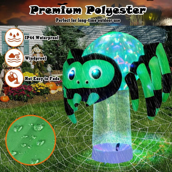 6ft Inflatable Halloween Spider with Rotating 3‑Color LED Lights - Monsta Online