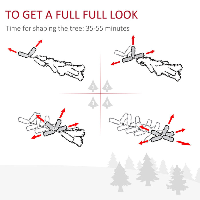 7.5FT Slim Snow Flocked Pre - Lit Artificial Christmas Tree — 350 Warm White LEDs, Pine Cones, Red Berries, 1075 Tips - Monsta Online