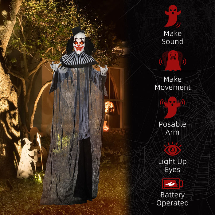 6ft Sound Activated Halloween Animatronic Clown – Shaking Body, Creepy Sounds and Glowing Red Eyes - Monsta Online