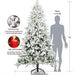 7FT Snow Flocked Artificial Christmas Tree — 1100 Tips, Hinged, Unlit, Metal Stand - Monsta Online
