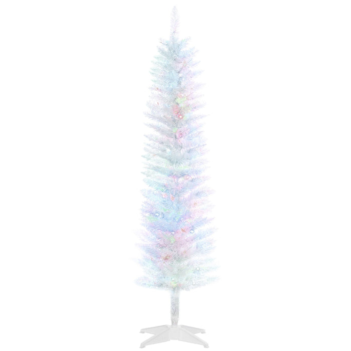 5FT White Pre - Lit Pencil Artificial Christmas Tree — 150 Colorful LED Lights, 8 Modes, 250 Tips, Steel Base - Monsta Online