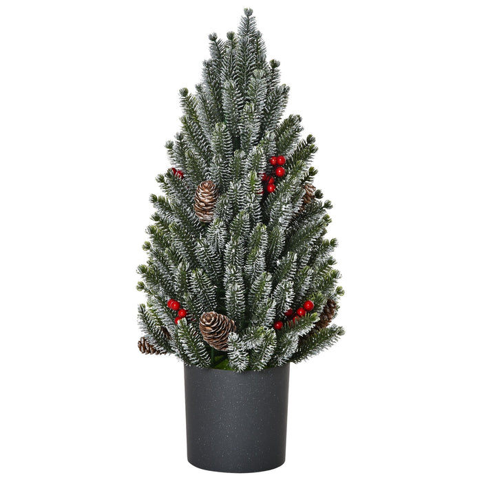 1.5FT Tabletop Snow Flocked Artificial Christmas Tree — 170 Tips, Red Berries, Pine Cones, No Assembly - Monsta Online