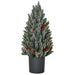 1.5FT Tabletop Snow Flocked Artificial Christmas Tree — 170 Tips, Red Berries, Pine Cones, No Assembly - Monsta Online