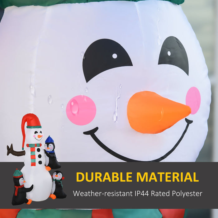 6FT Prelit Inflatable 3 Penguins Building Snowman with Swirling LED Lights - Outdoor Christmas Decoration - Monsta Online