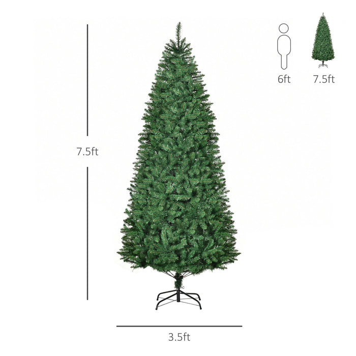 7.5FT Slim Pre - Lit Artificial Christmas Tree — 450 Warm White LEDs, 8 Modes, 1146 Tips, Foldable Base - Monsta Online