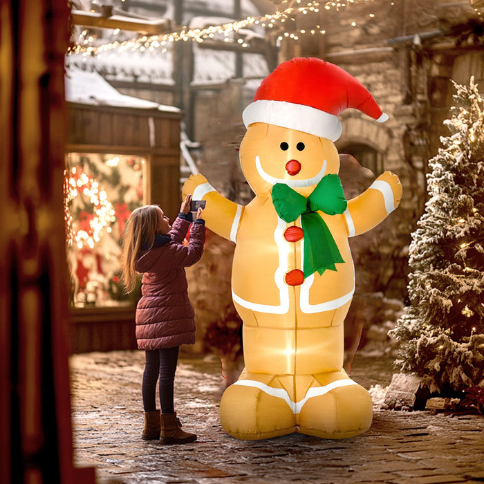6FT Prelit Inflatable Gingerbread Man with LED Lights - Outdoor Christmas Decoration - Monsta Online