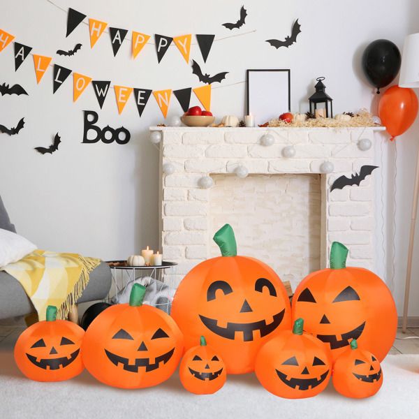 7FT Pumpkin Inflatable Halloween Decoration with 7pcs LED String Lights - Monsta Online