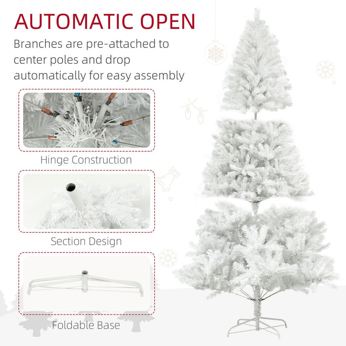 9FT White Artificial Christmas Tree — 2132 Tips, Unlit, Auto - Open, Wide Full Shape, Steel Base - Monsta Online