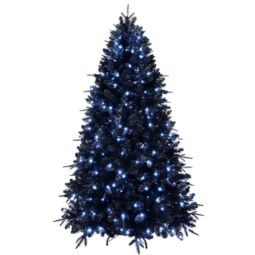6FT Pre - Lit Black Artificial Christmas Tree — 1460 Tips, 350 Lights, Hinged Metal Stand - Monsta Online